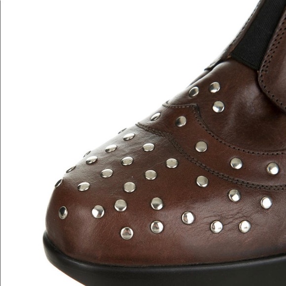brown MARNI studded platform Leather Booties - Picture 6 of 8